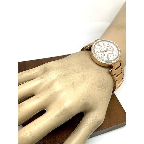 Michael Kors Women's Watch MK5616 Parker Quartz Mother of Pearl Rose Gold Steel - Picture 4 of 14